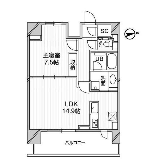 M白金台(1LDK/9階)の間取り写真
