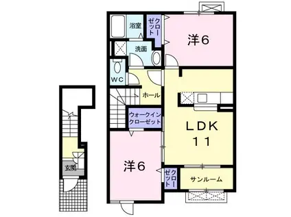アルボーレ(2LDK/2階)の間取り写真