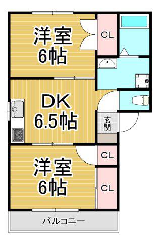 パストラルコート(2DK/2階)の間取り写真