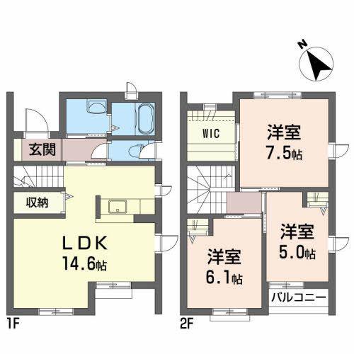 北上ステーション・アベニューF(3LDK/1階)の間取り写真