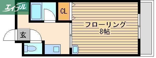 エルフィーネ撫川(1K/2階)の間取り写真