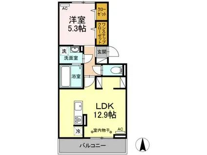D-ROOMカルミア(1LDK/2階)の間取り写真