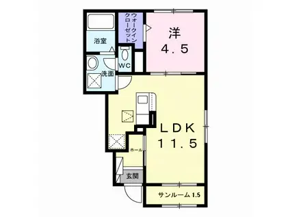 ファミーユかえで(1LDK/1階)の間取り写真