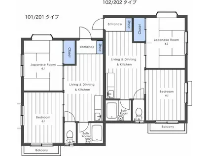 ハイムサンロード東松山(2LDK/1階)の間取り写真