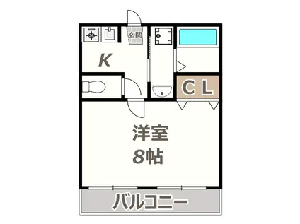 メトロ西田辺(1K/1階)の間取り写真