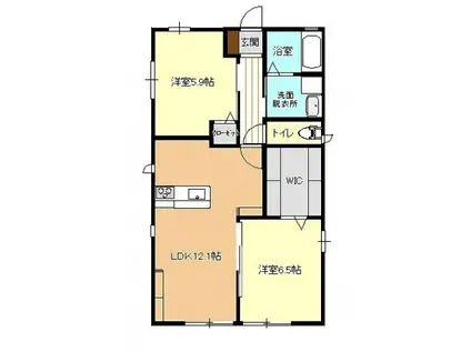 ウィズハイム長束A棟(2LDK/1階)の間取り写真
