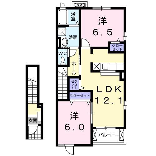 ユニゾン(2LDK/2階)の間取り写真