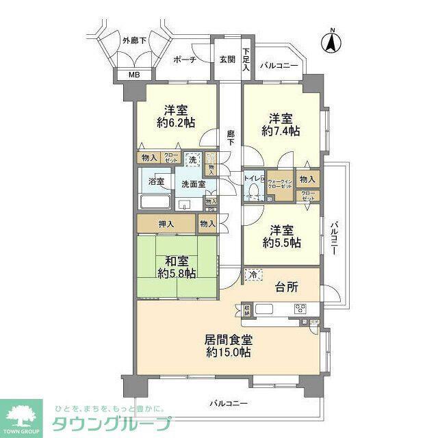 オーベル柏(4LDK/8階)の間取り写真