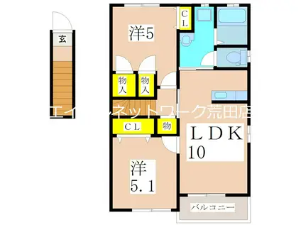 ルピナスコート(2LDK/2階)の間取り写真