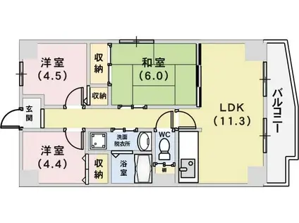 エテルノ神戸(3LDK/10階)の間取り写真