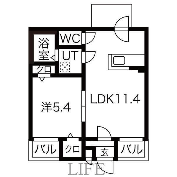 トレジャーキャッスル参番館(1LDK/5階)の間取り写真