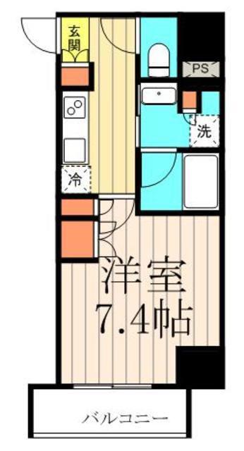 ブラウ門前仲町(1K/4階)の間取り写真