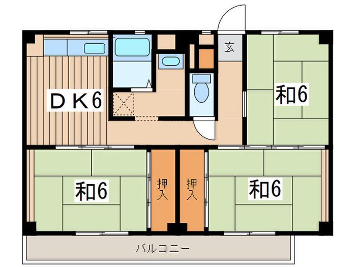 ビレッジハウス阿久和4号棟(3DK/4階)の間取り写真