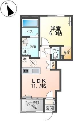 グランデージ(1LDK/1階)の間取り写真