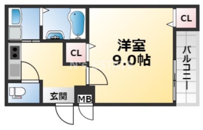フジパレス兵庫須佐野II番館(1K/3階)の間取り写真