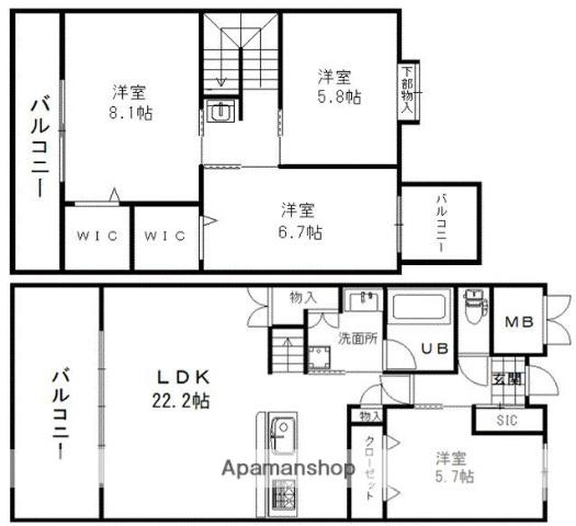 アントレ平尾参道(4LDK/5階)の間取り写真