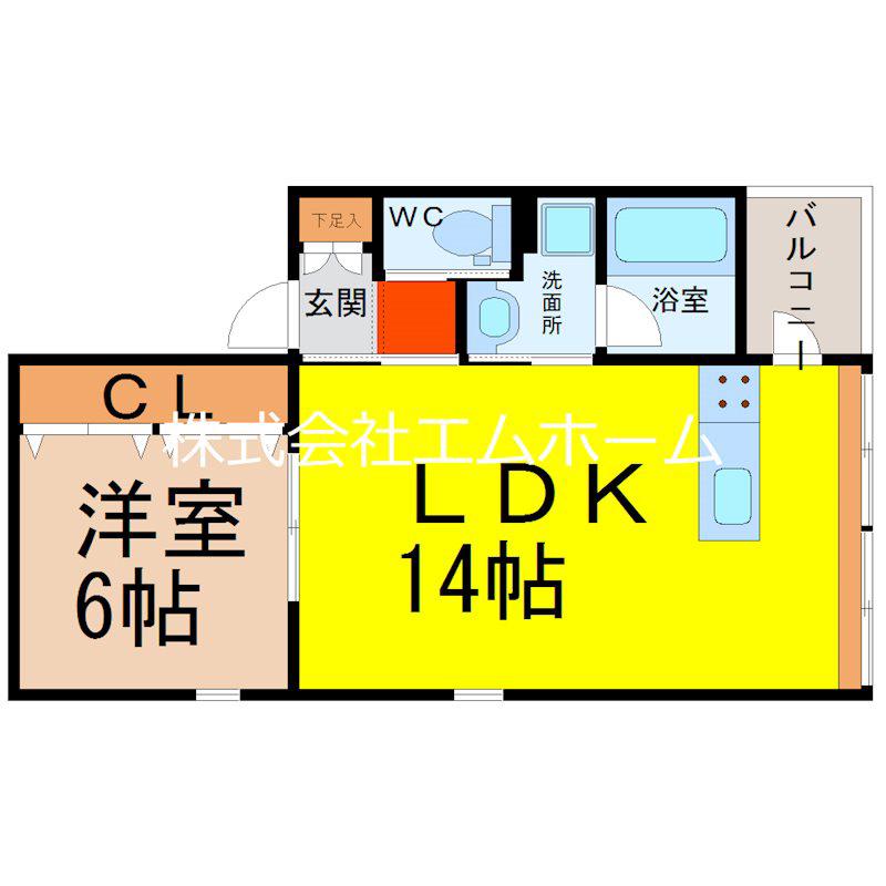 SANSISTA(1LDK/3階)の間取り写真