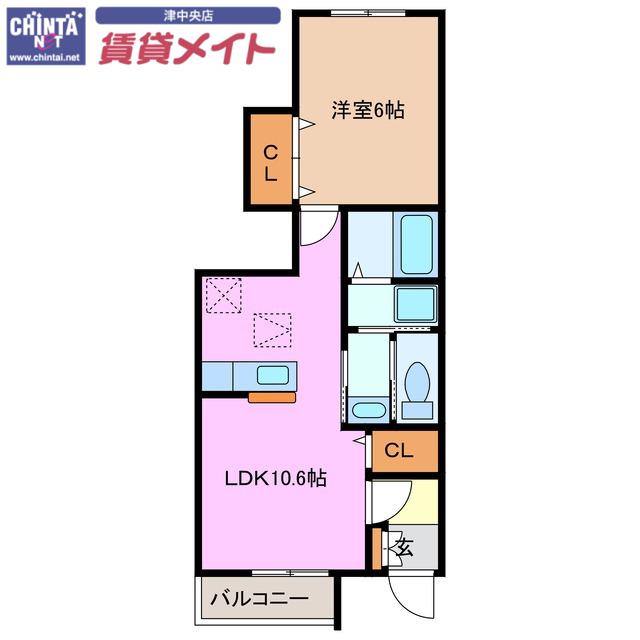 グリーンコーポB棟(1LDK/1階)の間取り写真