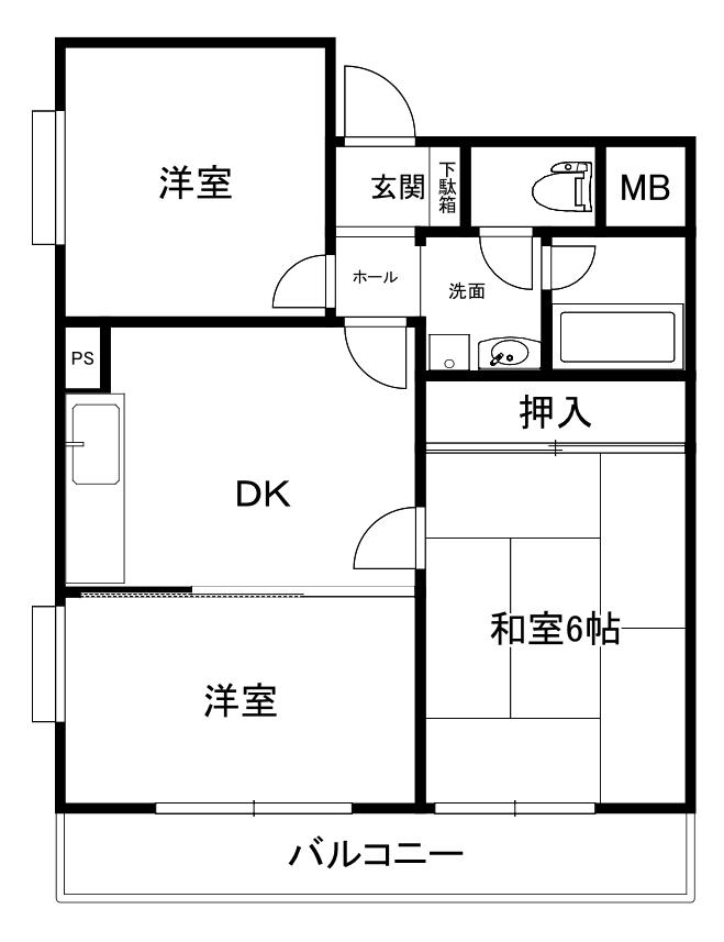 ベルメゾン香櫨園(3DK/2階)の間取り写真