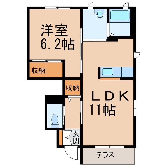 イマージュ紀三井寺(1LDK/1階)の間取り写真