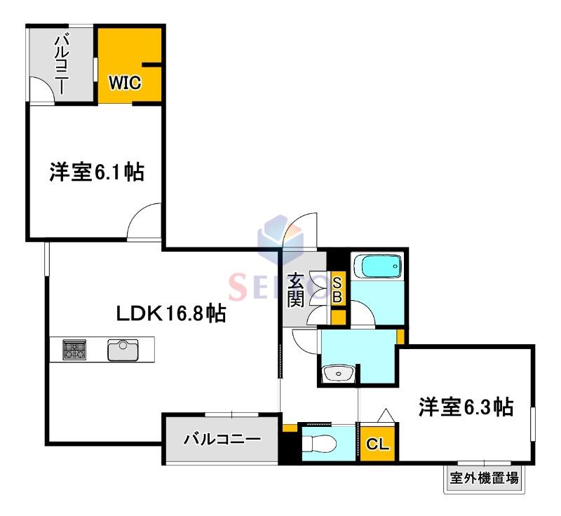 シャーメゾン ノワリー(2LDK/2階)の間取り写真
