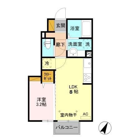 サニーフィールド(1LDK/1階)の間取り写真