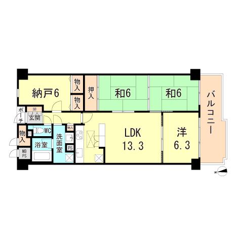 朝日プラザCITYウエストヒル神戸(3SLDK/3階)の間取り写真