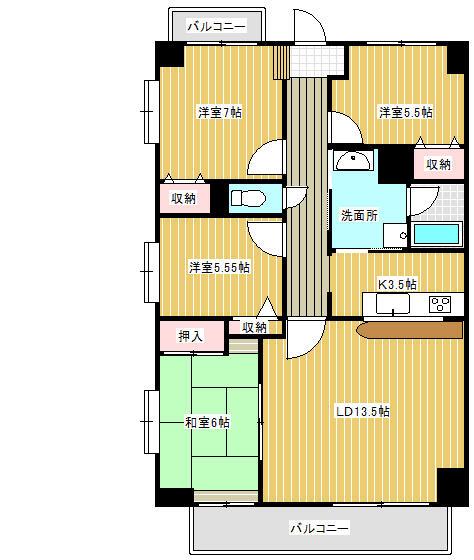 朝日プラザ幸手(4LDK/2階)の間取り写真