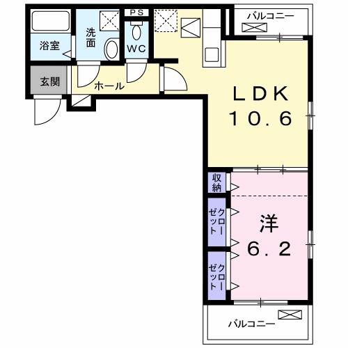 フォルシュ ライゼ(1LDK/1階)の間取り写真