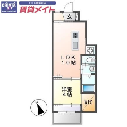 ユニヴァリィF(1LDK/1階)の間取り写真