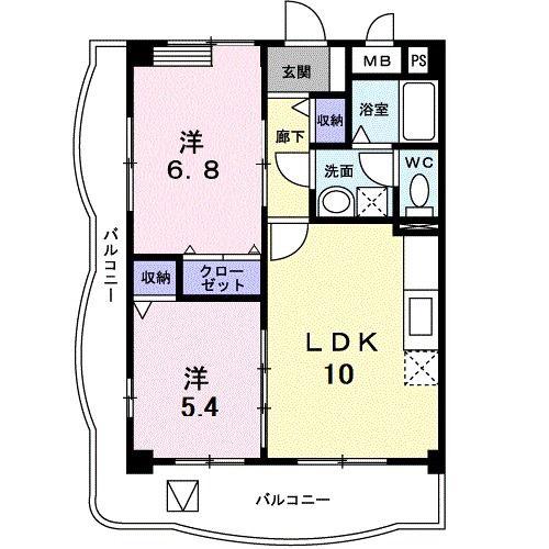 ヴェルドミールS(2LDK/1階)の間取り写真