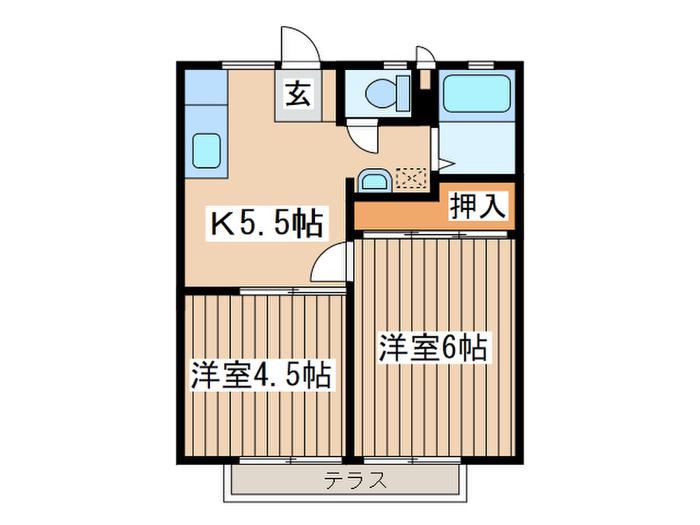 ドエルしおさい(2K/1階)の間取り写真