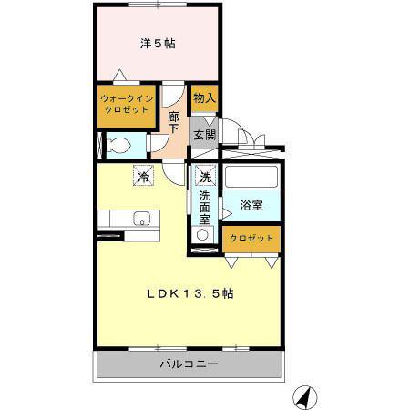 アプサラI(1LDK/1階)の間取り写真
