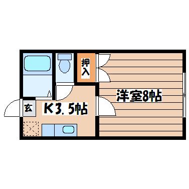 ホワイトキャッスル富田(1K/1階)の間取り写真