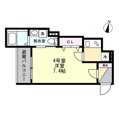 ベイルーム海老名(1K/1階)の間取り写真