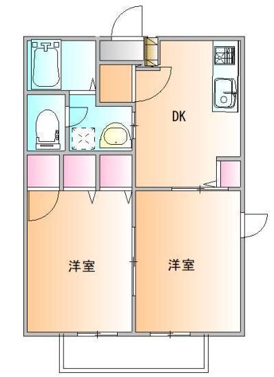 コート・ブルックA(2DK/1階)の間取り写真