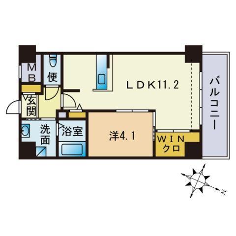フォレストドルフ天神(1LDK/5階)の間取り写真