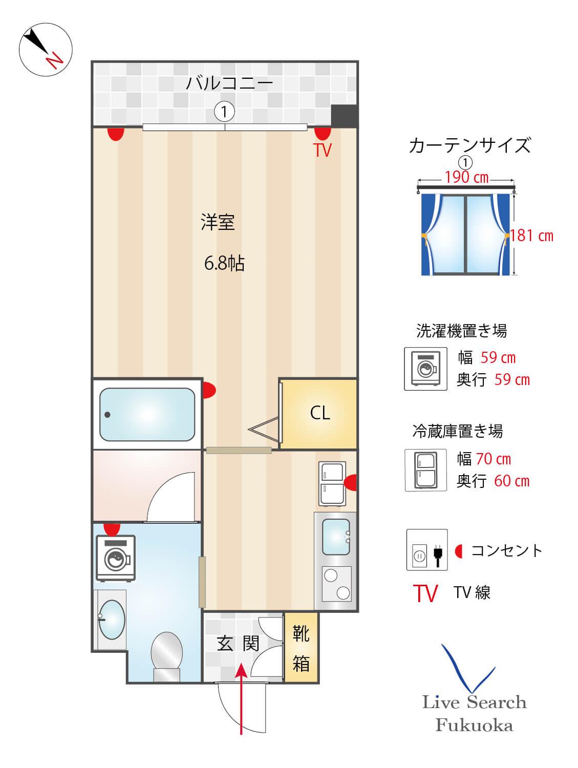 グランドシャルマン博多駅前(1K/9階)の間取り写真