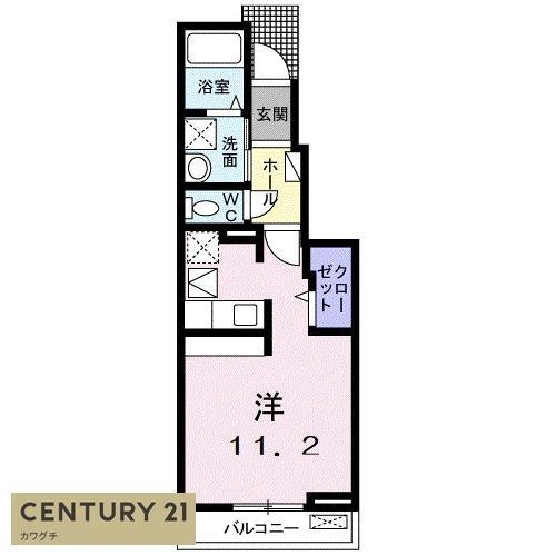 ロータスI(ワンルーム/1階)の間取り写真