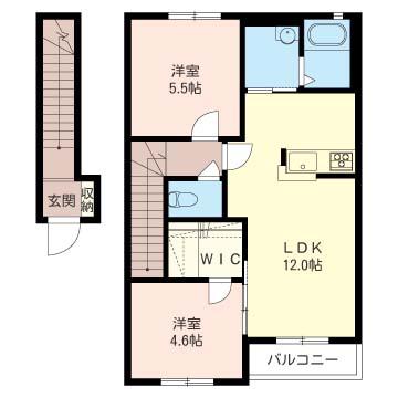 クレアール(2LDK/2階)の間取り写真