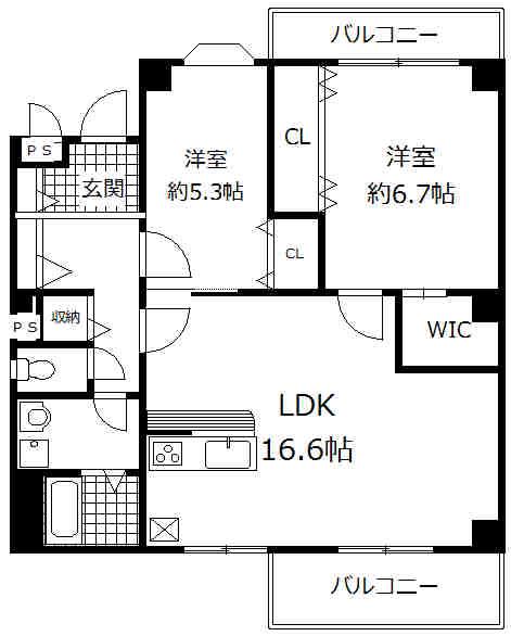 メゾン大原(2LDK/3階)の間取り写真