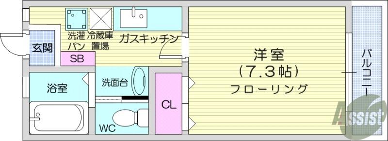 MYハイツ2号館(1K/1階)の間取り写真