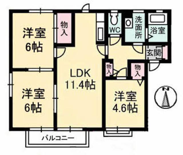 ディアスイースト(3LDK/1階)の間取り写真