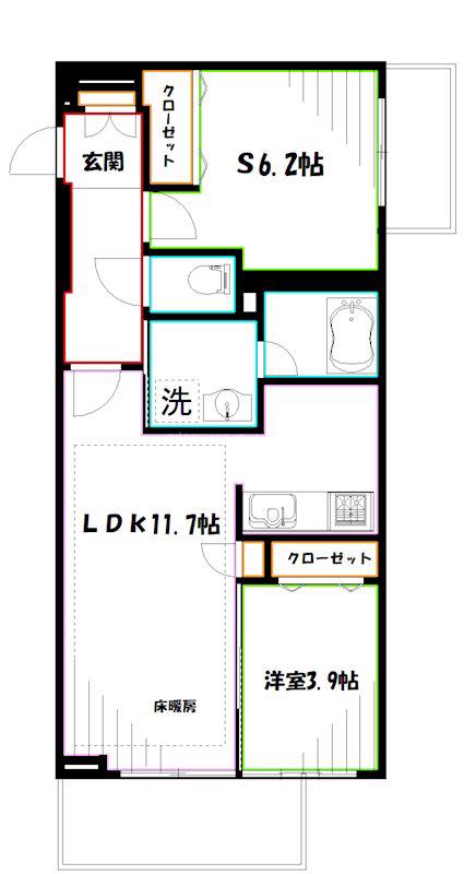 カールスルーエ吉祥寺(1SLDK/1階)の間取り写真