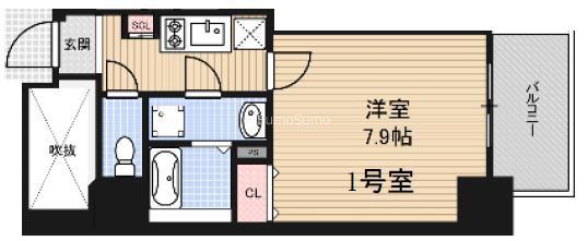 エグゼ堺筋本町(1K/14階)の間取り写真