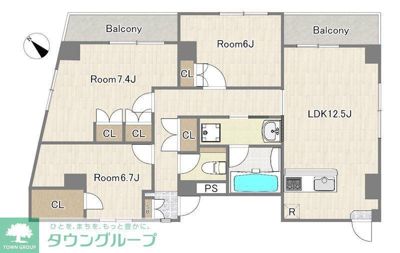 ヴィレッジヒル宮西(3LDK/8階)の間取り写真