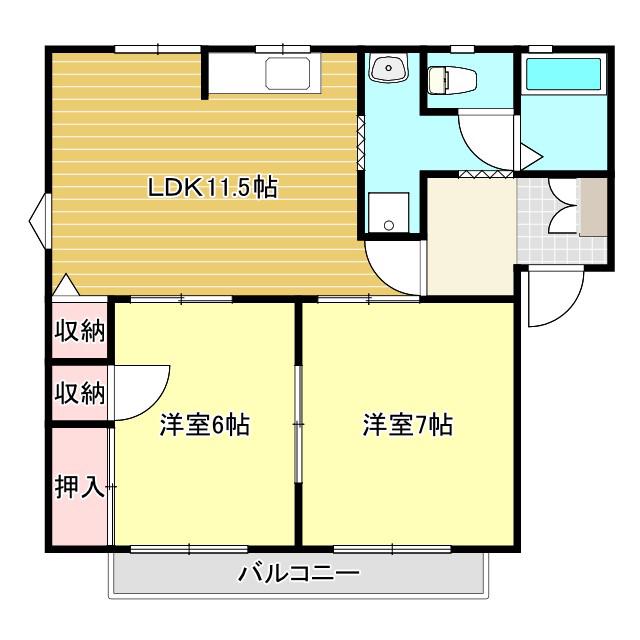 コーポO・S・KI(2LDK/1階)の間取り写真