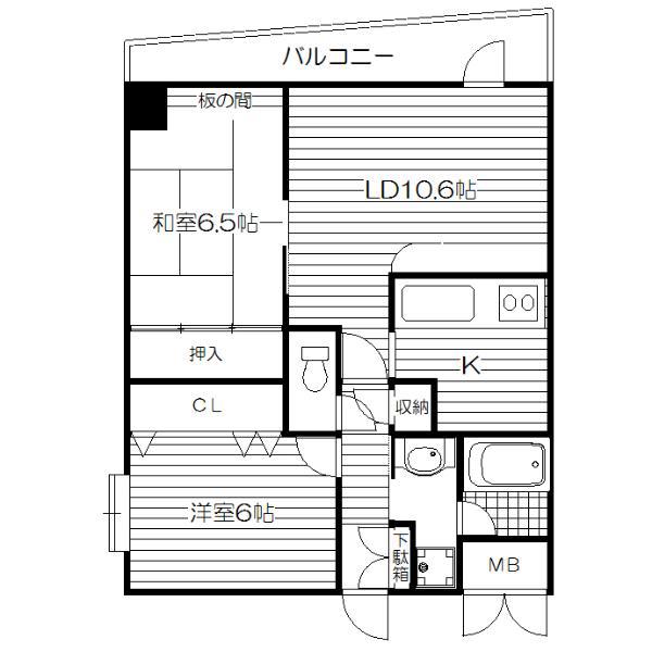 GRANDE CASA(2LDK/7階)の間取り写真