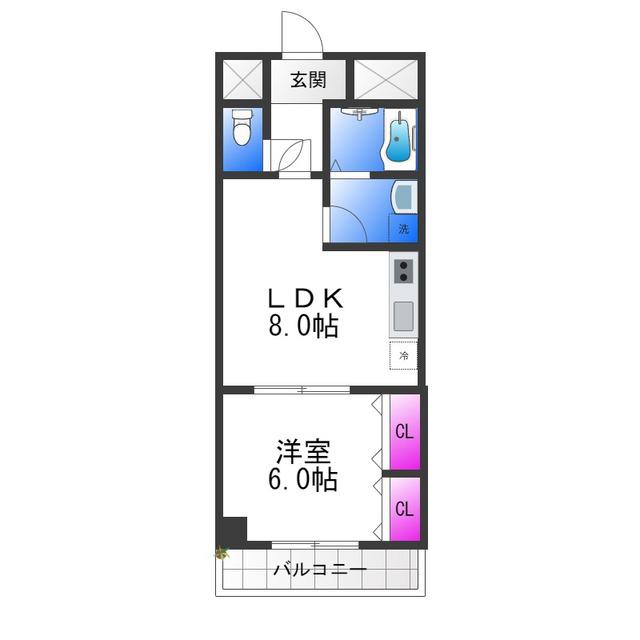 ラ・ポーエあき(1LDK/3階)の間取り写真