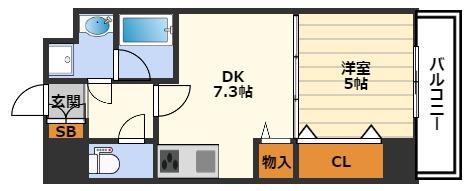 ONE ROOF FLAT TENJIMBASHI(1DK/5階)の間取り写真